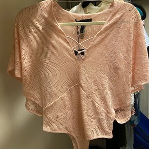 BCBG pink lace bodysuit